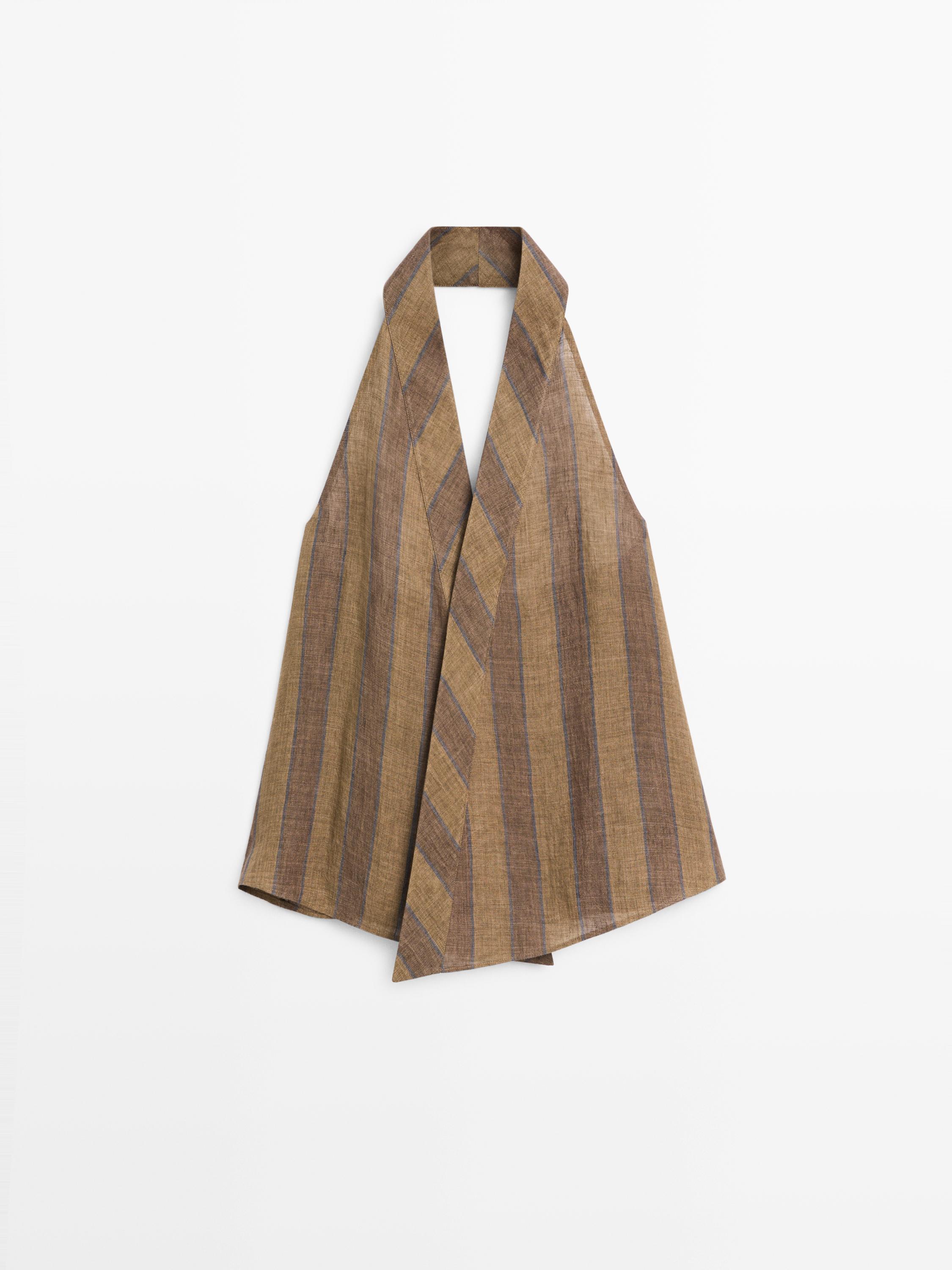 Printed waistcoat with crossover neckline